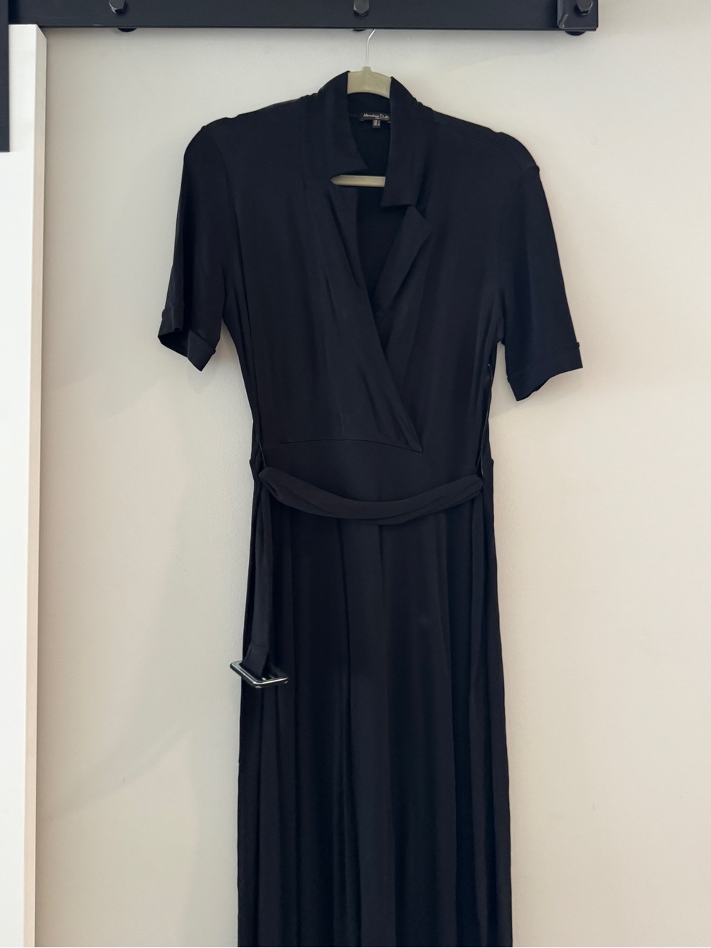 Massimo Dutti Black Wrap Midi Dress